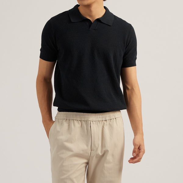 LUCCA KNIT POLO - BLACK