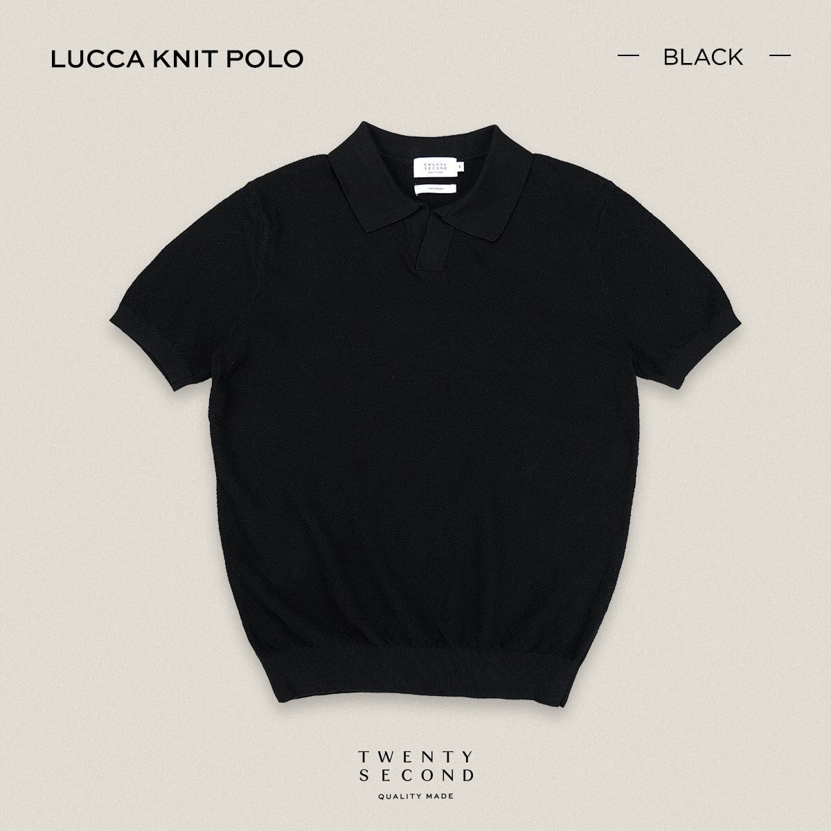 LUCCA KNIT POLO - BLACK