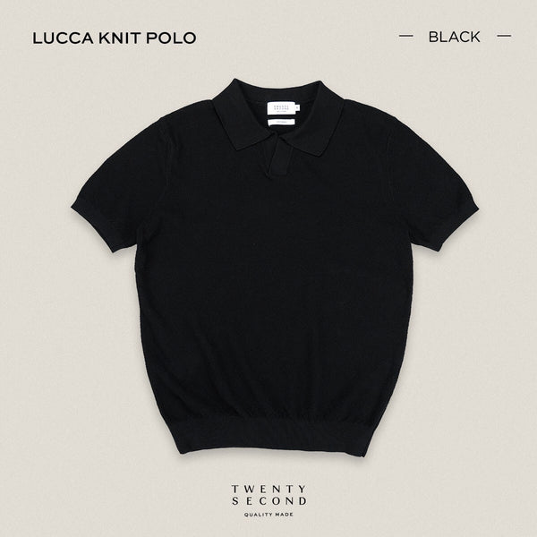 LUCCA KNIT POLO - BLACK
