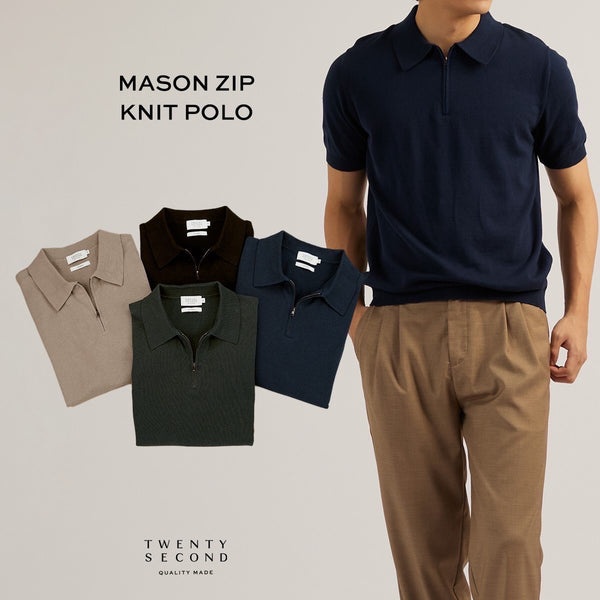MASON ZIP KNIT POLO - NAVY