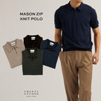 MASON ZIP KNIT POLO - BROWN