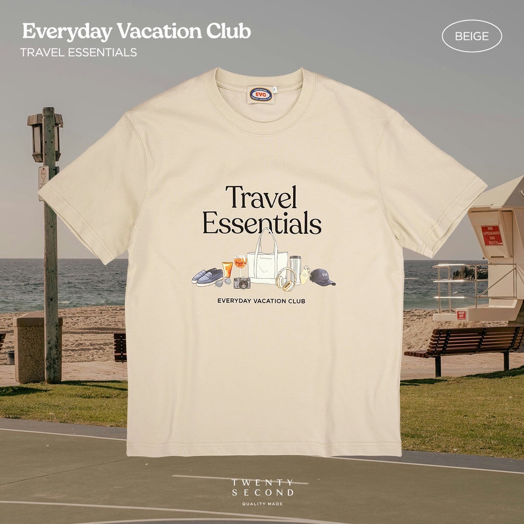 EVC TRAVEL ESSENTIALS TEE - BEIGE