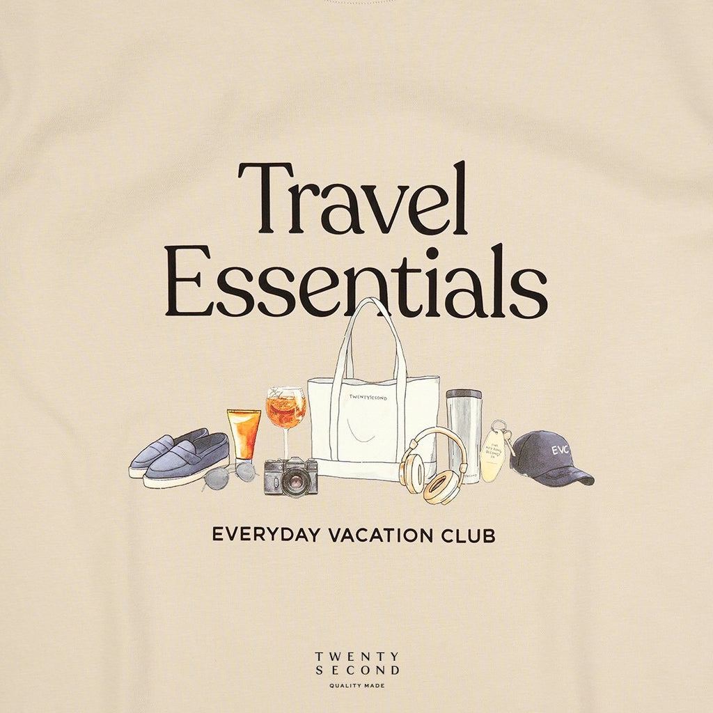 EVC TRAVEL ESSENTIALS TEE - BEIGE