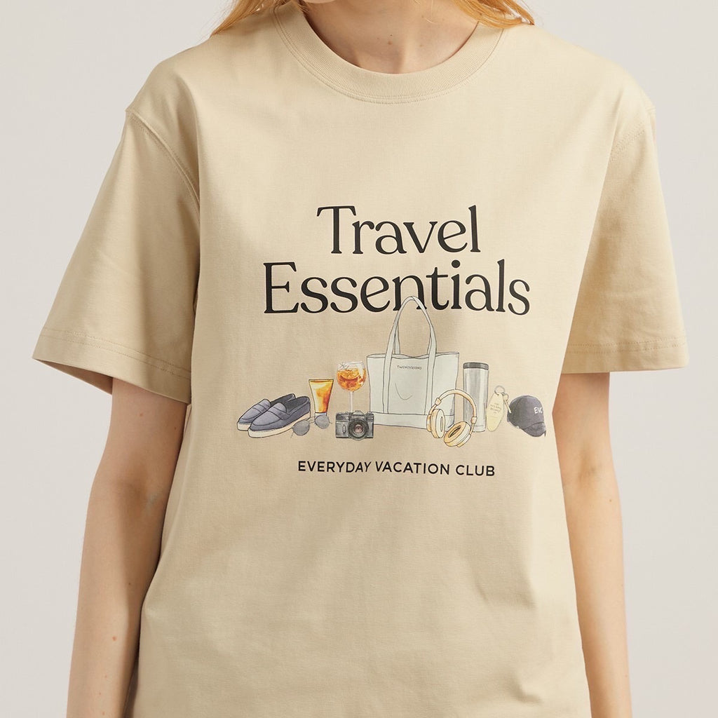EVC TRAVEL ESSENTIALS TEE - BEIGE