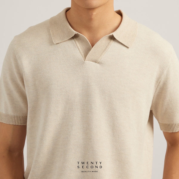THEO KNIT POLO - BEIGE