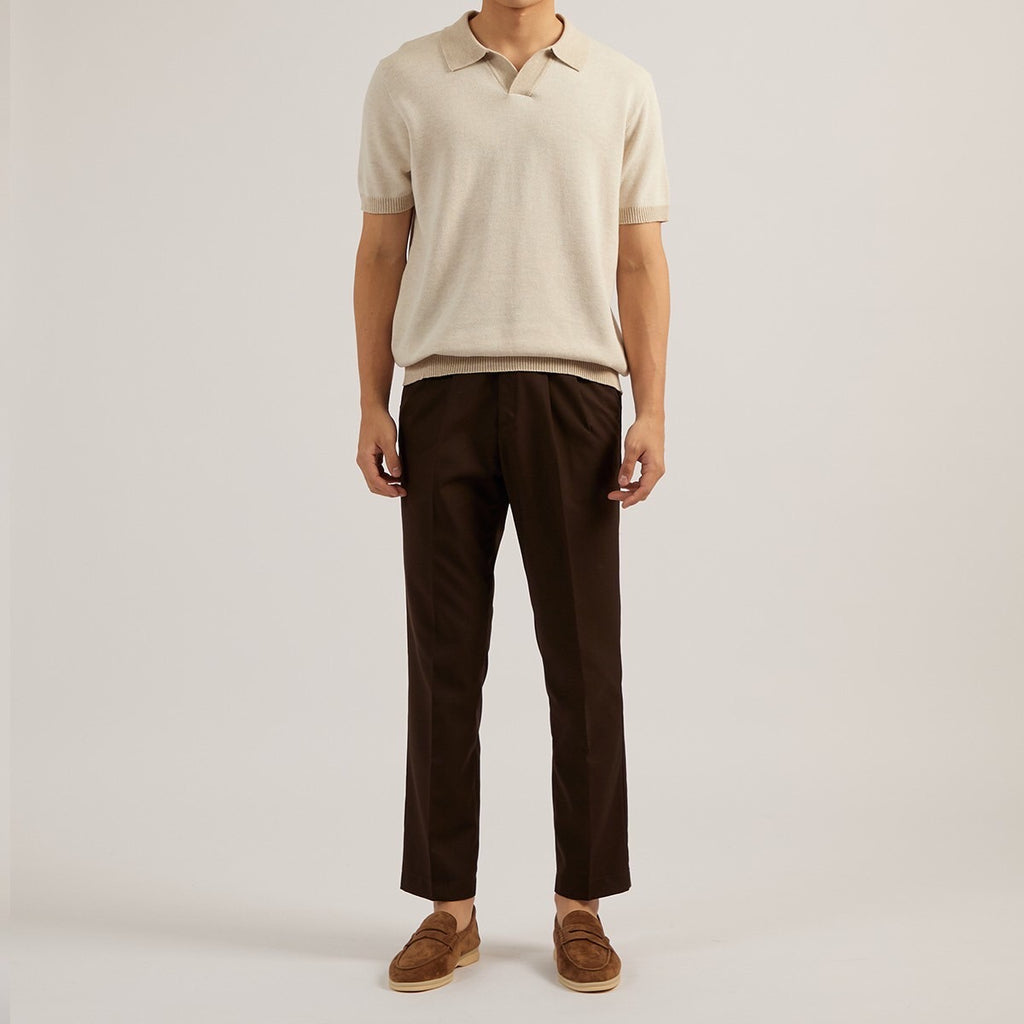 THEO KNIT POLO - BEIGE