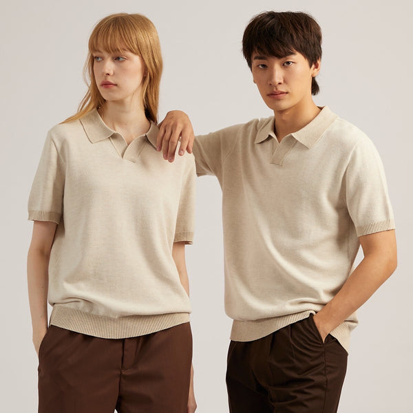 THEO KNIT POLO - BEIGE