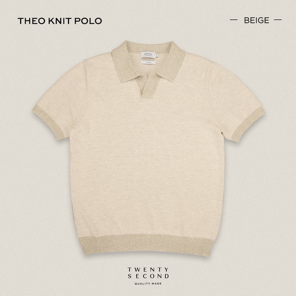 THEO KNIT POLO - BEIGE