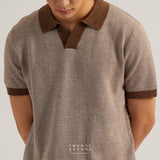 THEO KNIT POLO - BROWN
