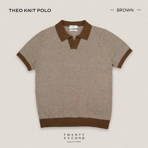 THEO KNIT POLO - BROWN