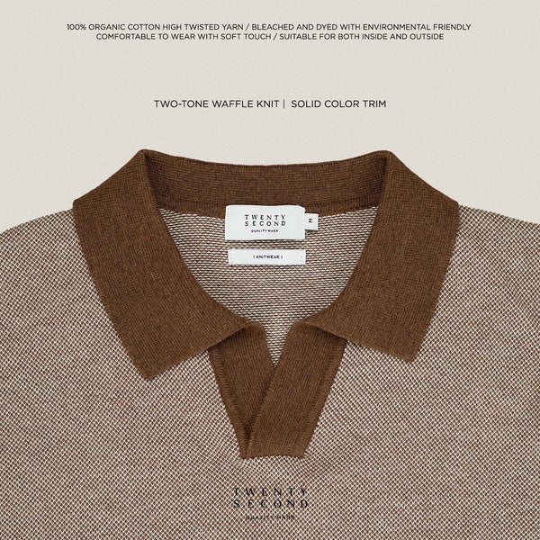 THEO KNIT POLO - BROWN