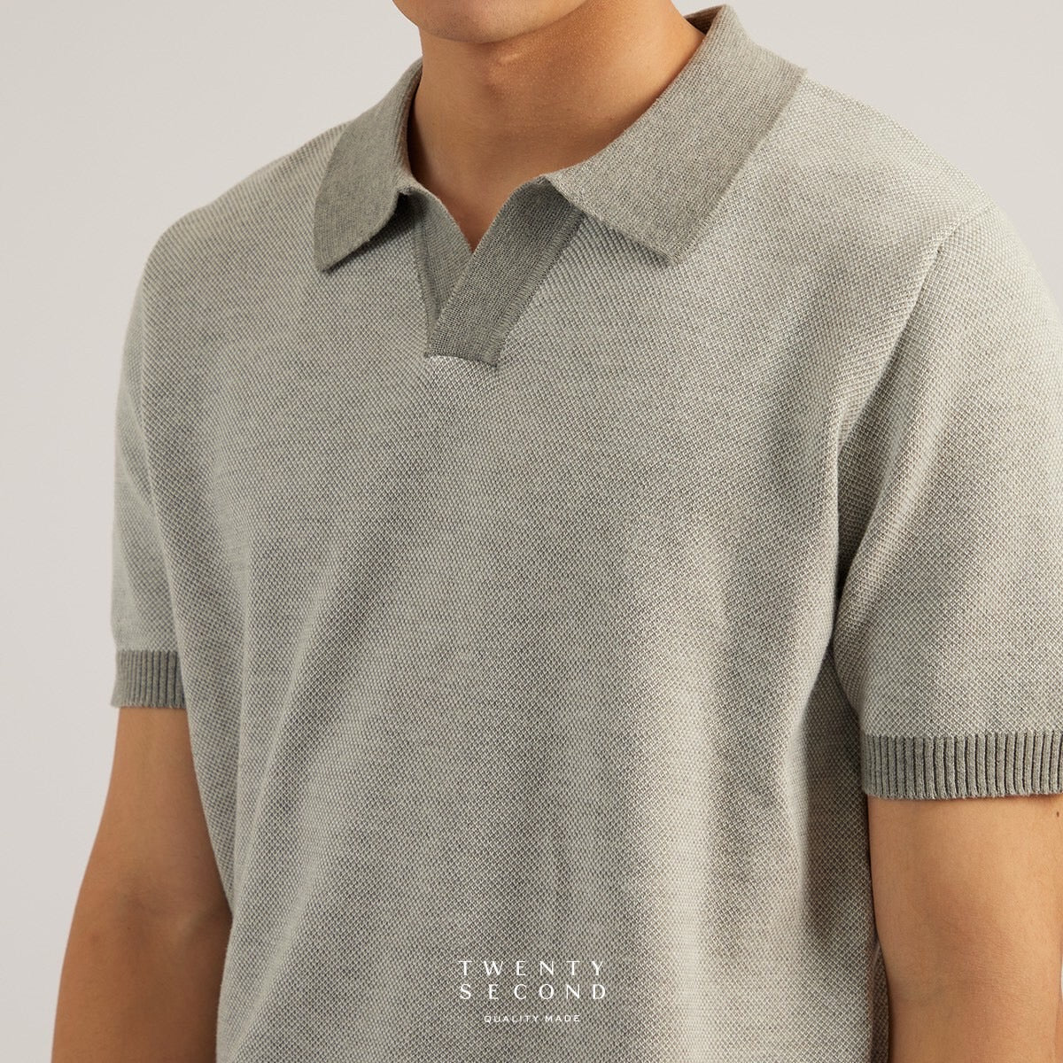 THEO KNIT POLO - GREY