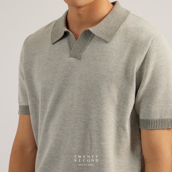 THEO KNIT POLO - GREY