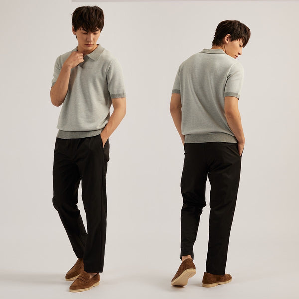 THEO KNIT POLO - GREY
