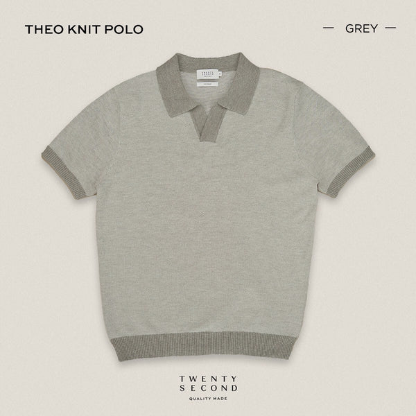 THEO KNIT POLO - GREY