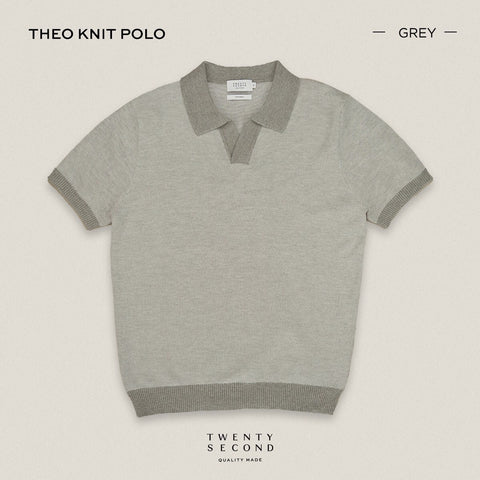 THEO KNIT POLO - GREY