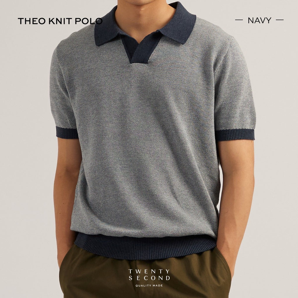 THEO KNIT POLO - NAVY