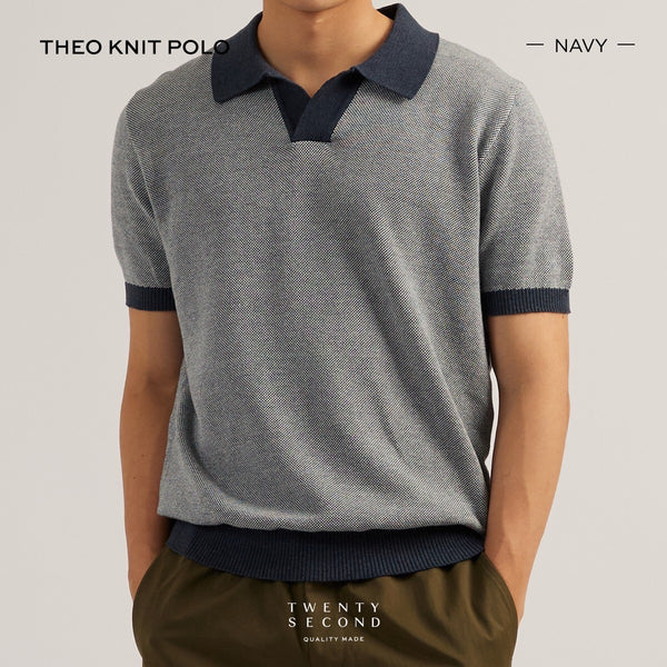 THEO KNIT POLO - NAVY