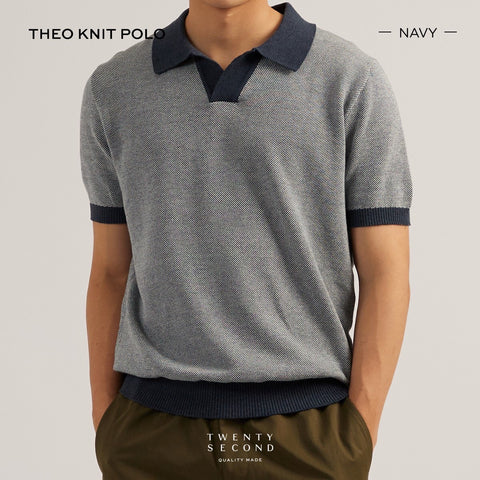 THEO KNIT POLO - NAVY