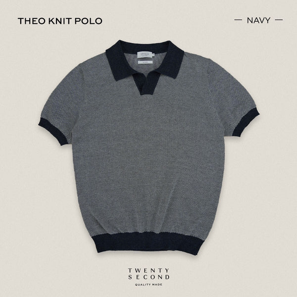 THEO KNIT POLO - NAVY