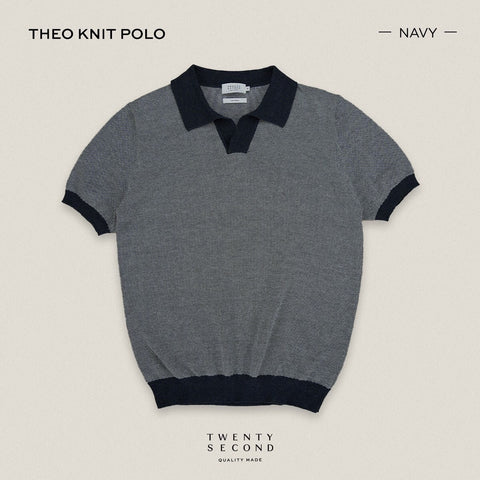 THEO KNIT POLO - NAVY