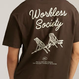 EVC WORKLESS SOCIETY TEE - BROWN
