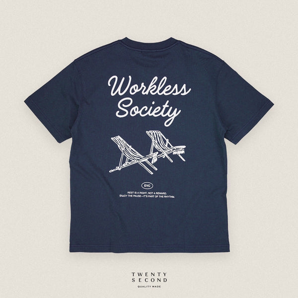 EVC WORKLESS SOCIETY TEE - NAVY