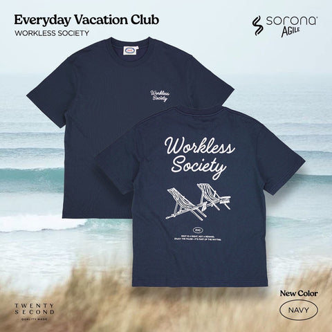 EVC WORKLESS SOCIETY TEE - NAVY