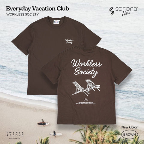EVC WORKLESS SOCIETY TEE - BROWN