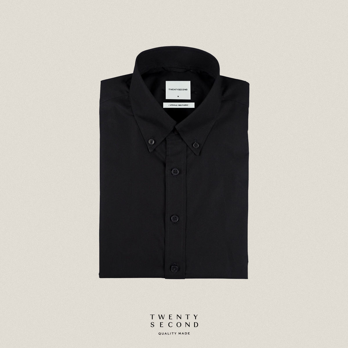 PLAIN BUTTON DOWN COLLAR SHIRT - BLACK
