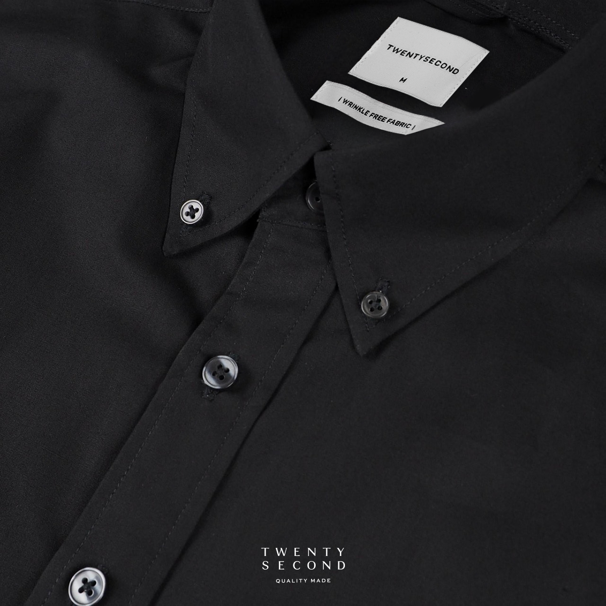 PLAIN BUTTON DOWN COLLAR SHIRT - BLACK