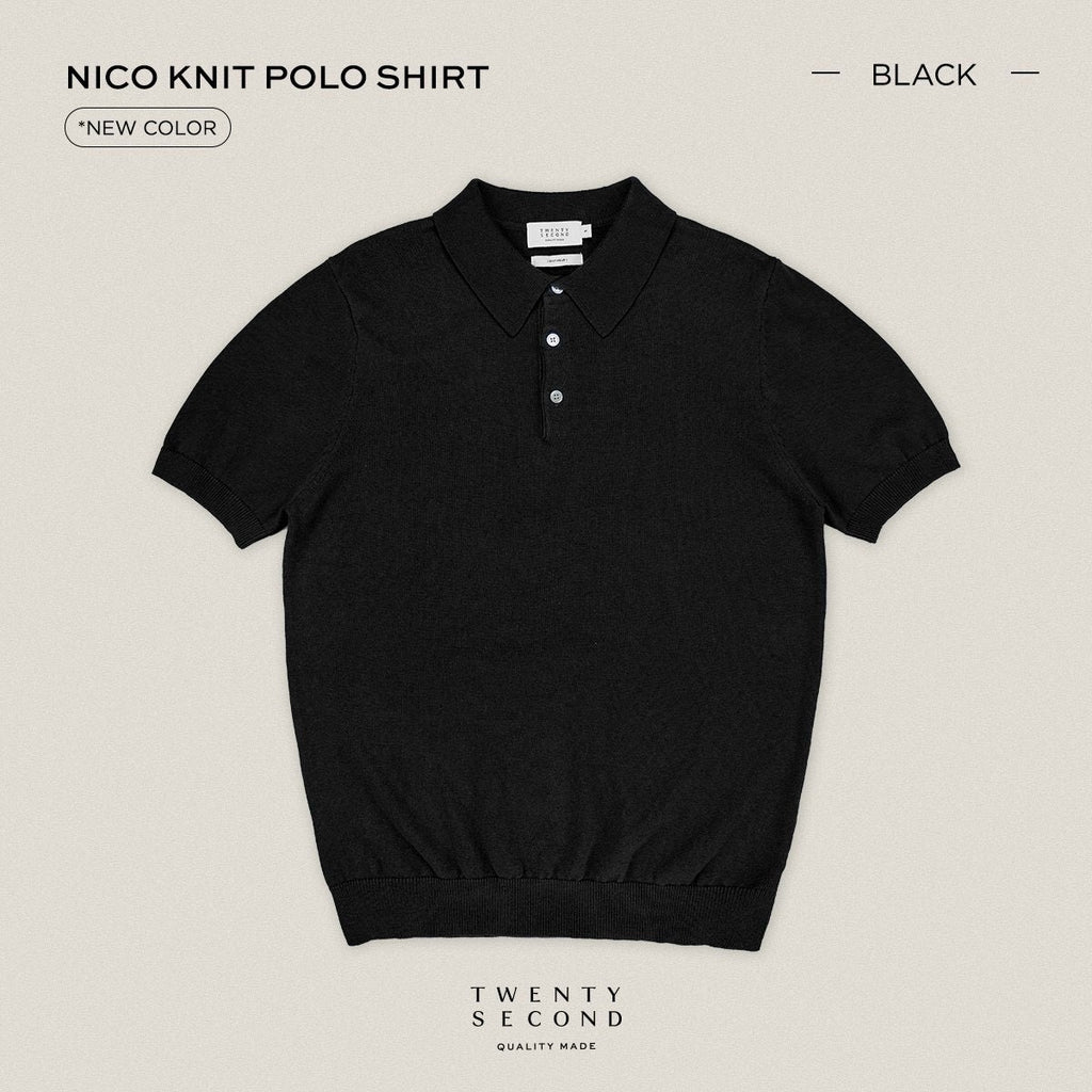 NICO KNIT POLO - BLACK
