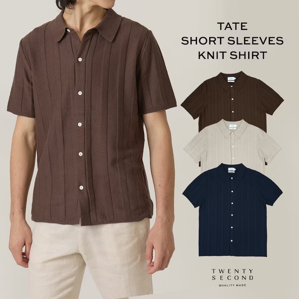 TATE SHORT SLEEVES KNIT SHIRT - BROWN