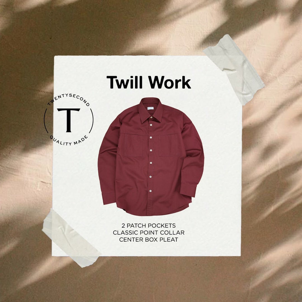 TWILL WORK SHIRTS - BURGUNDY