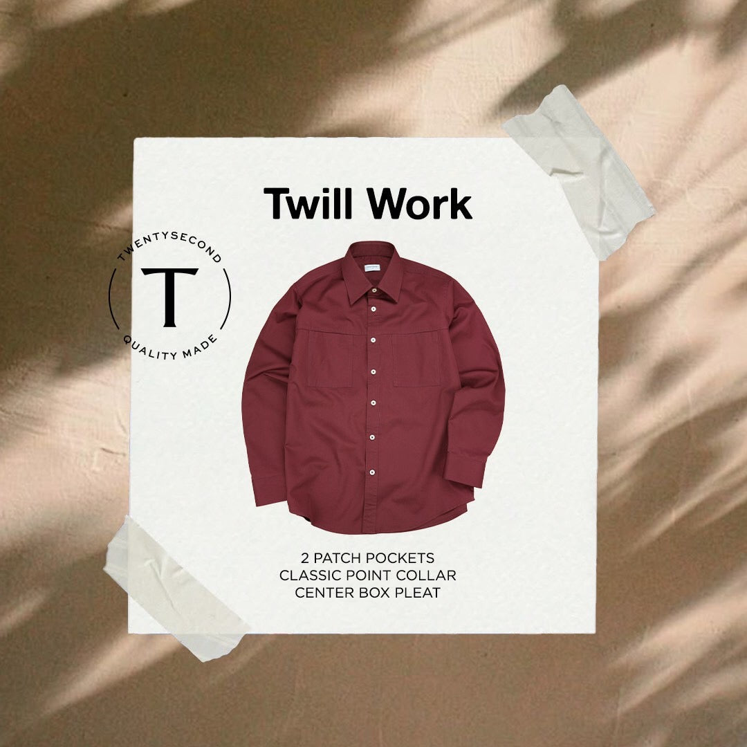 TWILL WORK SHIRTS - BURGUNDY