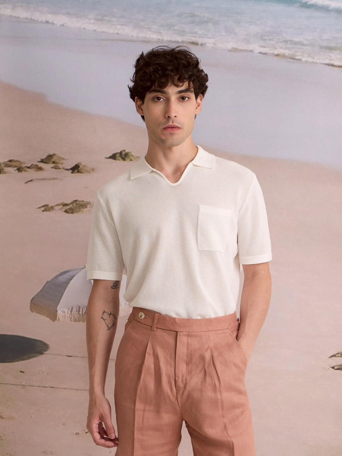 SUMMER AIR KNIT POLO - WHITE