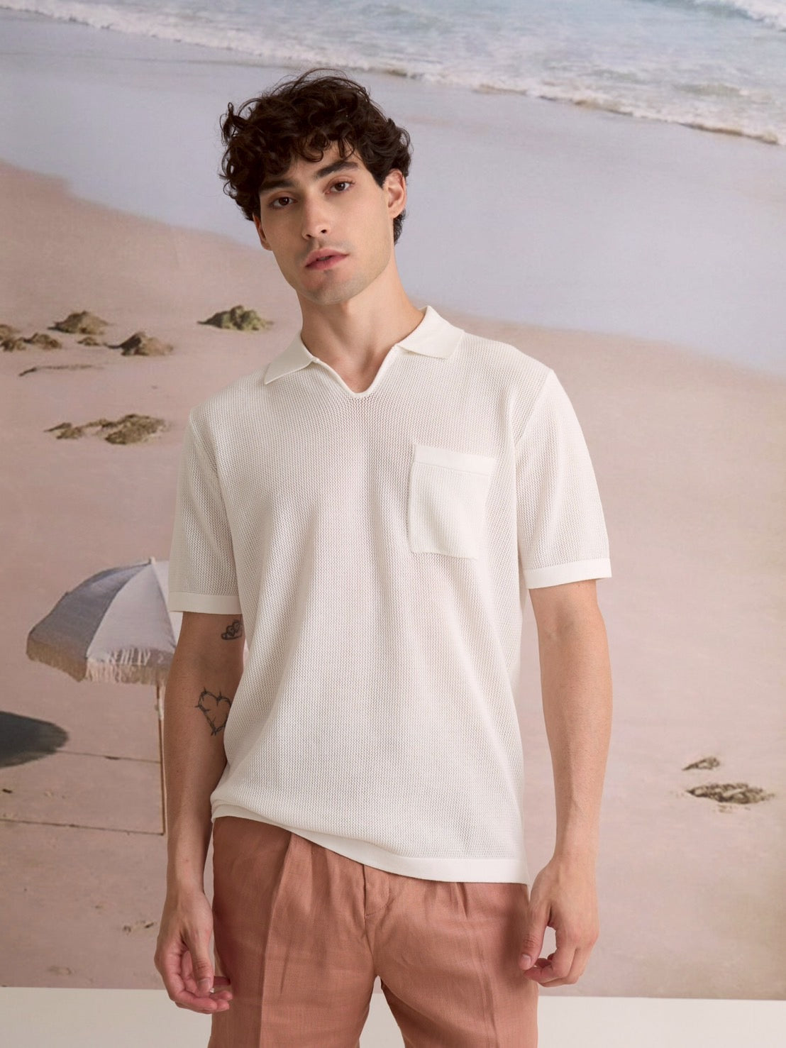 SUMMER AIR KNIT POLO - WHITE
