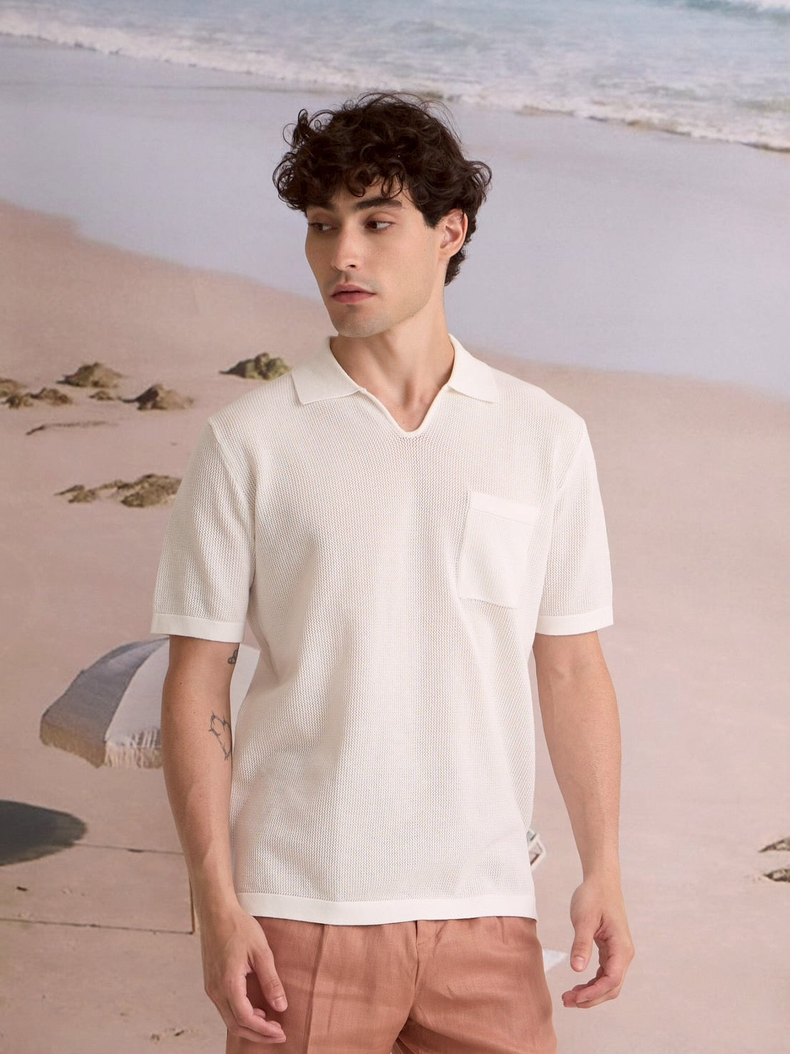 SUMMER AIR KNIT POLO - WHITE
