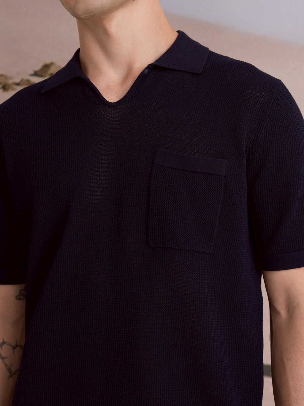 SUMMER AIR KNIT POLO - NAVY