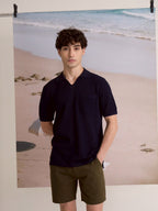 SUMMER AIR KNIT POLO - NAVY