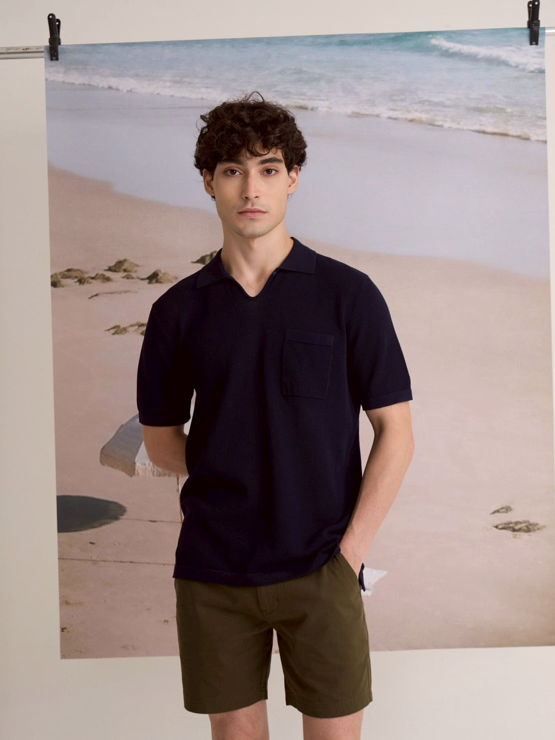 SUMMER AIR KNIT POLO - NAVY