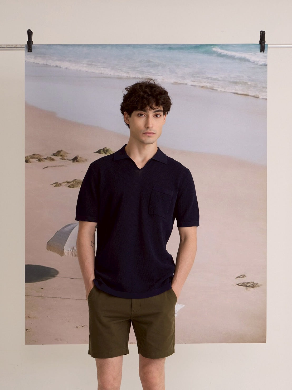 SUMMER AIR KNIT POLO - NAVY