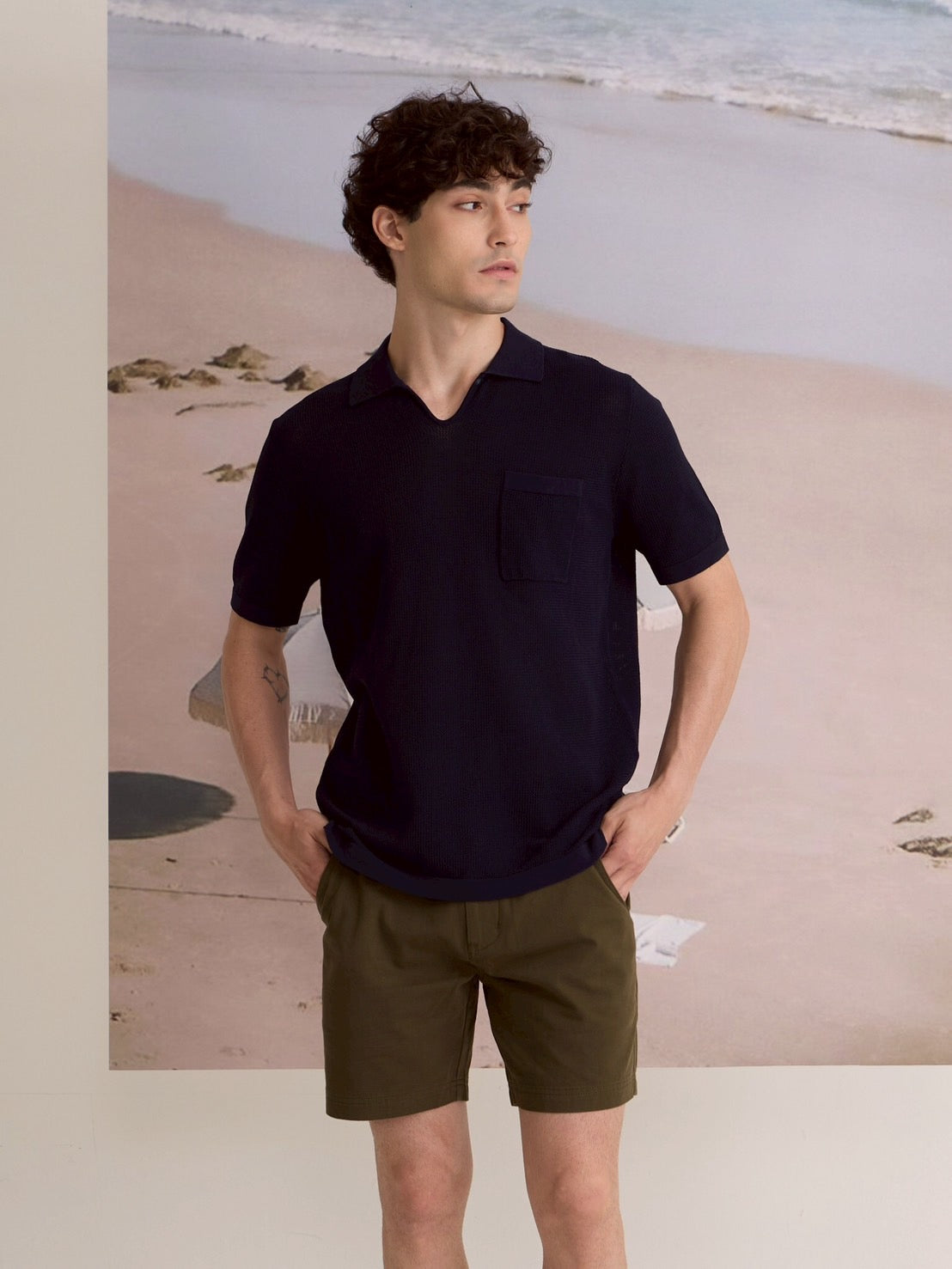 SUMMER AIR KNIT POLO - NAVY