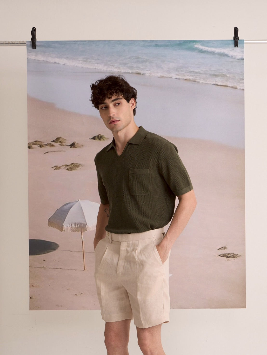 SUMMER AIR KNIT POLO - OLIVE