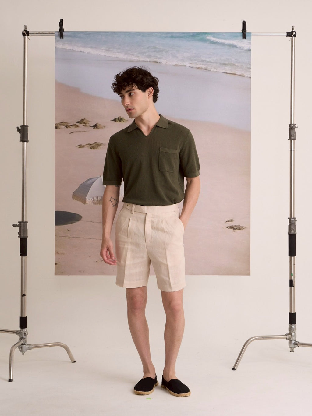 SUMMER AIR KNIT POLO - OLIVE