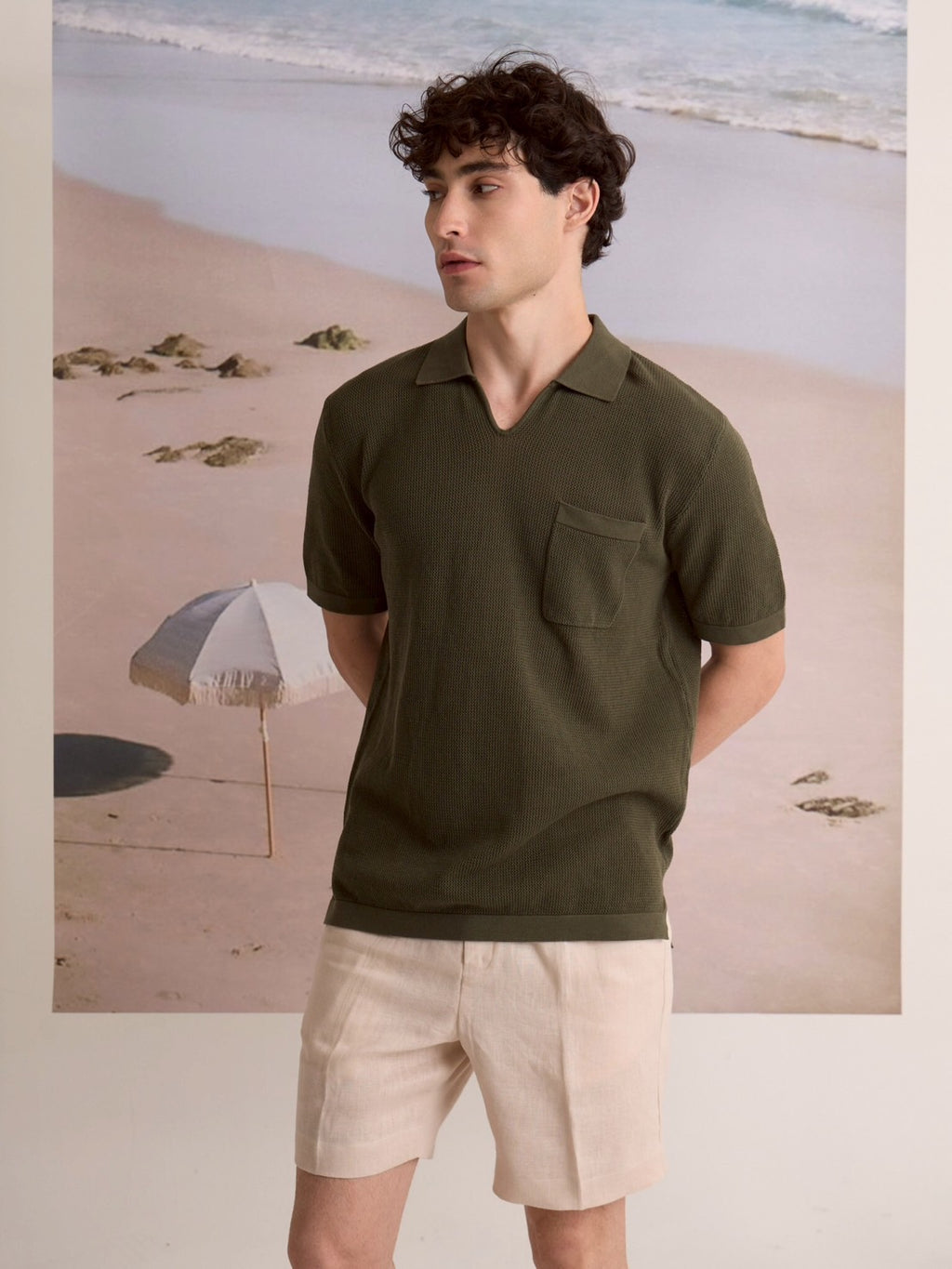 SUMMER AIR KNIT POLO - OLIVE