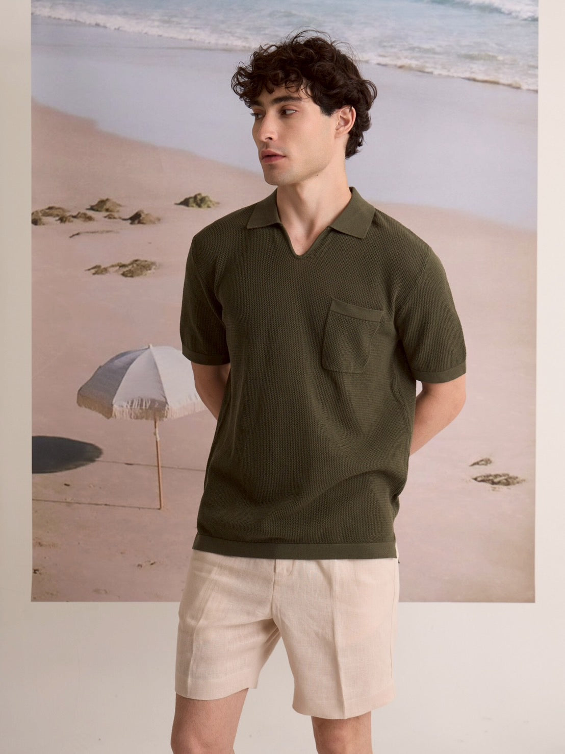 SUMMER AIR KNIT POLO - OLIVE