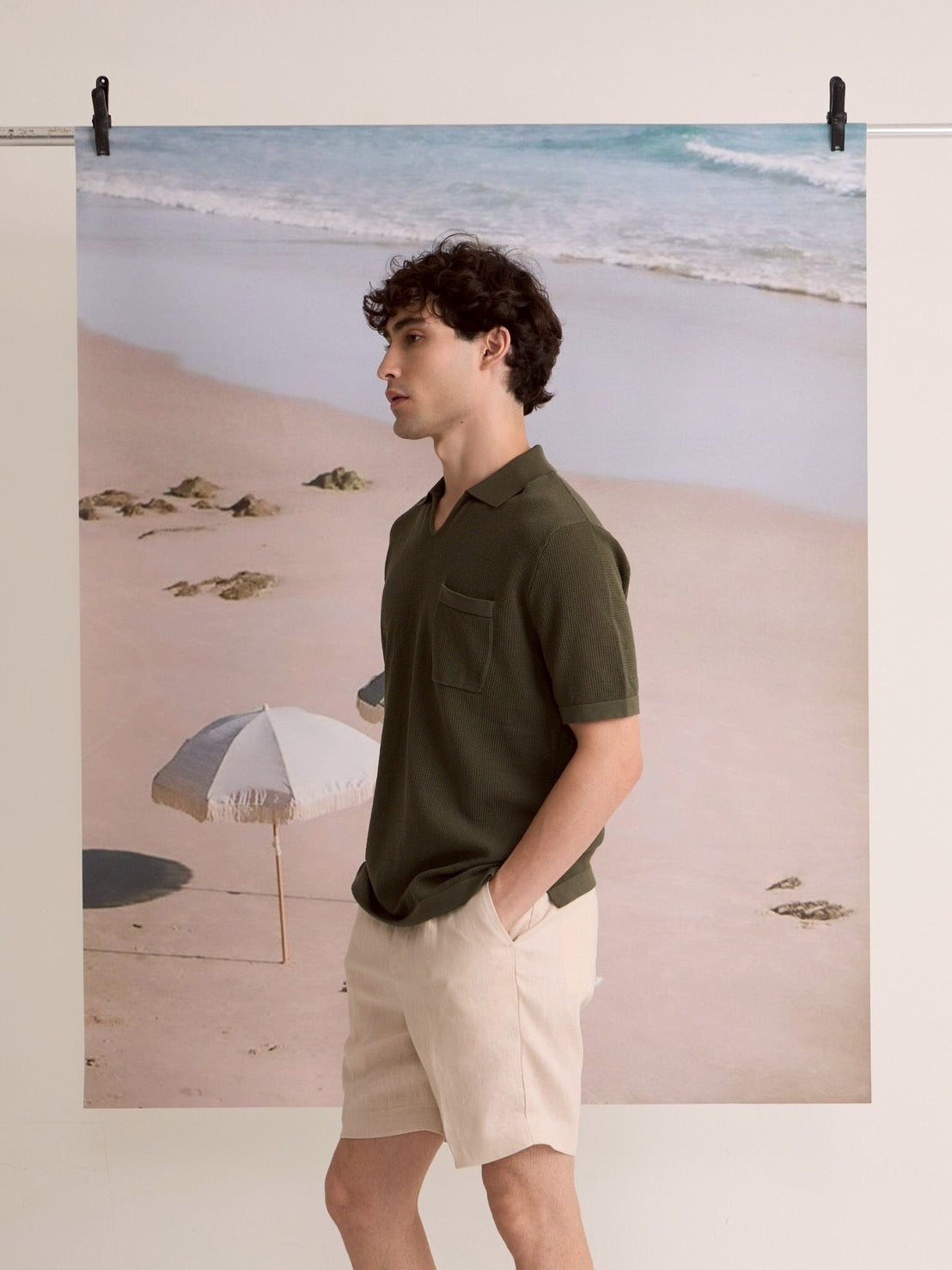 SUMMER AIR KNIT POLO - OLIVE