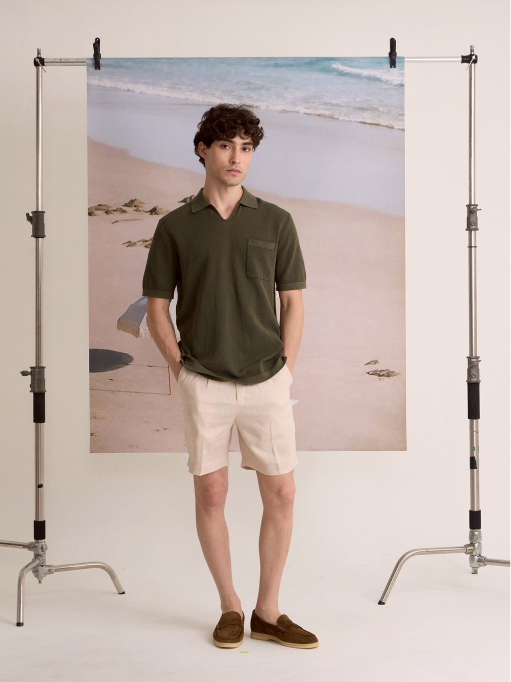 SUMMER AIR KNIT POLO - OLIVE