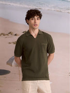 SUMMER AIR KNIT POLO - OLIVE